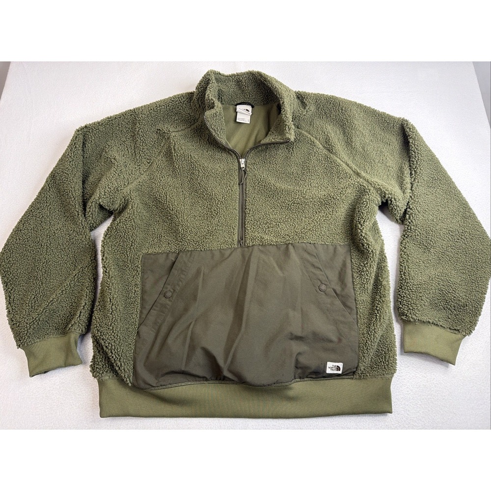 The North Face Mens Ridge Fleece 1/4-Zip Jacket XL Green Pullover NF0A52ZY
